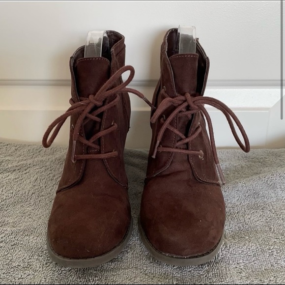 SO Faux Suede Lace-Up Booties WIDE - Picture 2 of 6